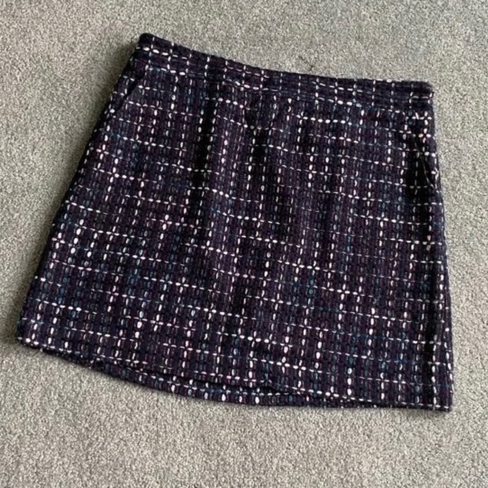 Loft Tweed Skirt in Blue, Black and White